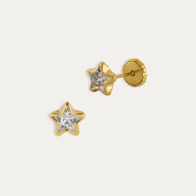 Pendientes Oro Circonita Estrella Sirio