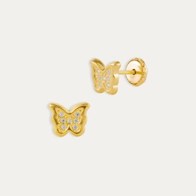 Pendientes Oro Circonitas Mini Butterfly