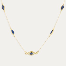 Collar Oro Ojo Piedras Color Zafiro Circonitas Thot