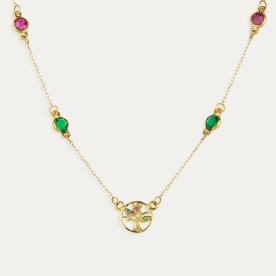 Collar de Oro con Piedras de Color y Árbol Sussy