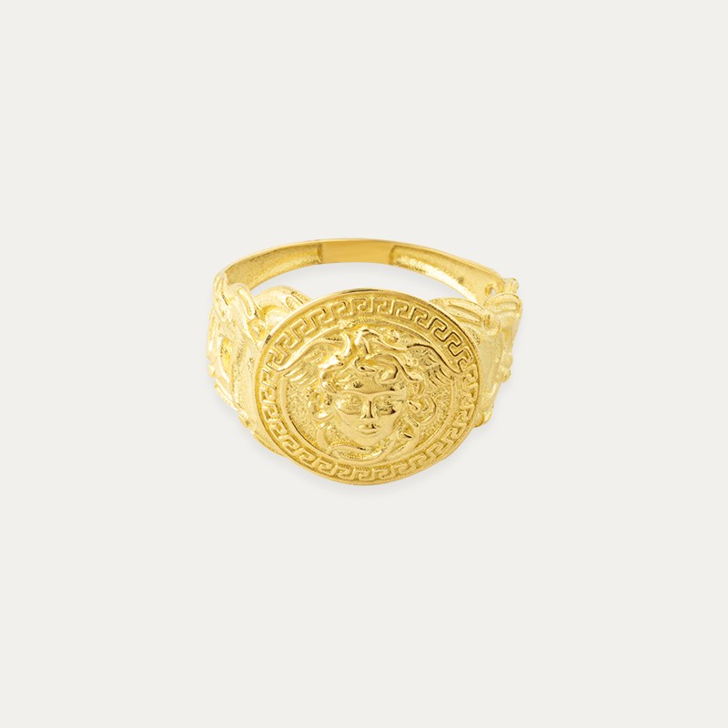 Anillo Oro Medusa Pavé