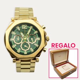 Reloj Acero Dorado Hombre Regalo Caja Lujo Fusión