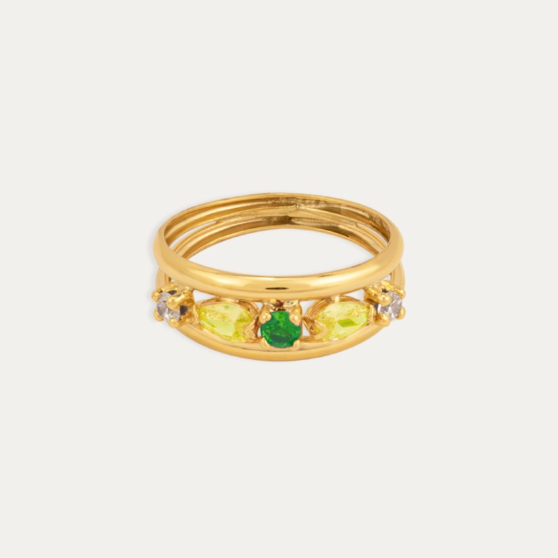 Anillo Oro Color Esmeralda Bunny Gummy
