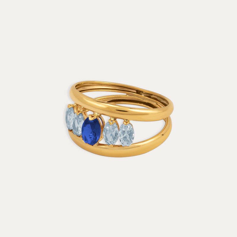 Anillo Oro Color Zafiro Teddy Gummy Perfil