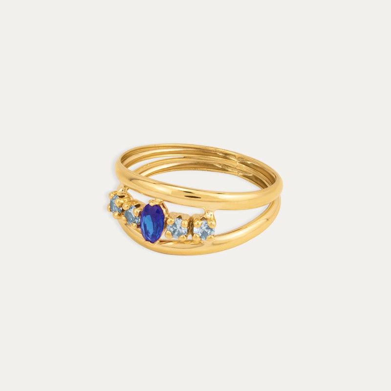 Anillo Oro Color Zafiro Kitty Gummy Perfil