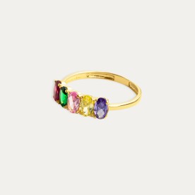 Anillo Oro Piedras Color Stacking