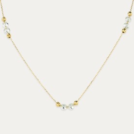 Collar Oro Piedras Y Bolas Fan