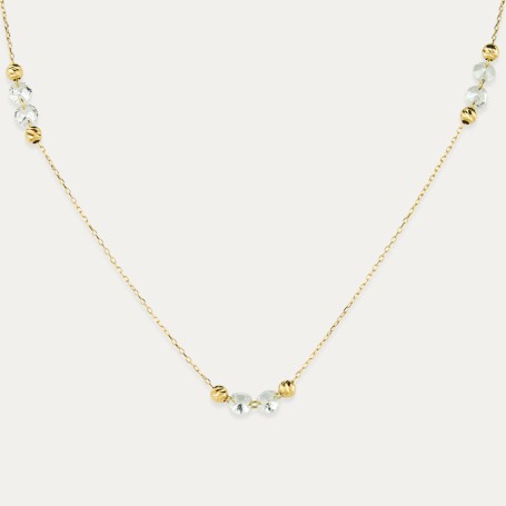 Collar Oro Piedras Y Bolas Fan