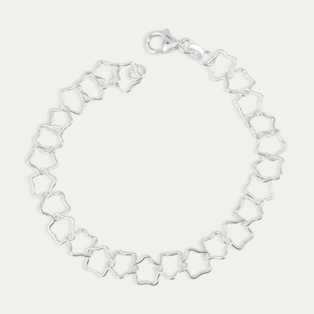 Pulsera Plata Eslabón Estrellas Redondeadas