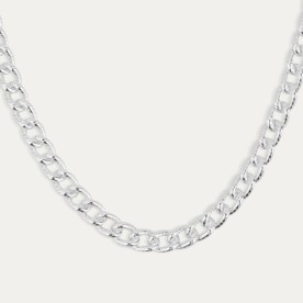 Collar Plata Eslabón Barbado Texturizado Small