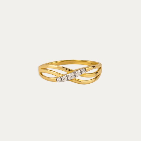 Anillo Oro Circonitas Crossover