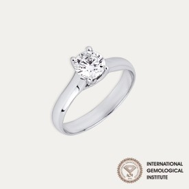 Solitario Oro 9k Blanco Brillante IGI