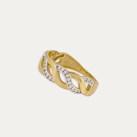Anillo de Oro 18k Bicolor con Circonitas Ombra