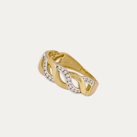 Anillo de Oro 18k Bicolor con Circonitas Ombra