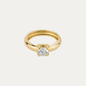 Anillo Solitario Oro Piedra Detroit