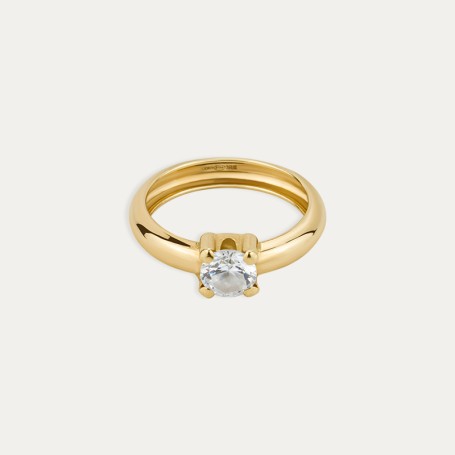 Anillo Solitario Oro Piedra Detroit