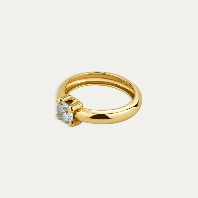 Anillo Solitario Oro Piedra Detroit