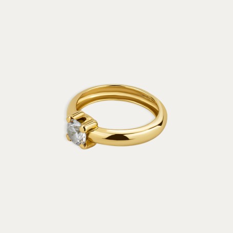 Anillo Solitario Oro Piedra Detroit