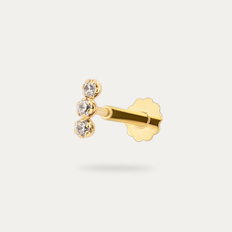 Piercing Oro 9k Tres Circonitas Gondomar
