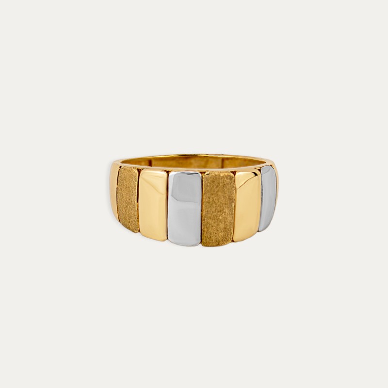 Anillo Oro Bicolor Brillo Mate Pias