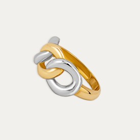 Anillo Oro Bicolor Cadena Olhas Perfil