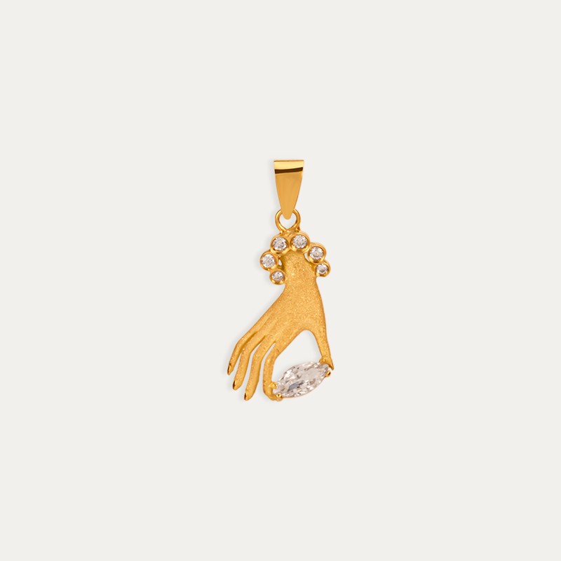 Colgante Oro Dos Manos Circonita Hand