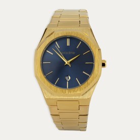 Reloj Acero Dorado Hombre Azul