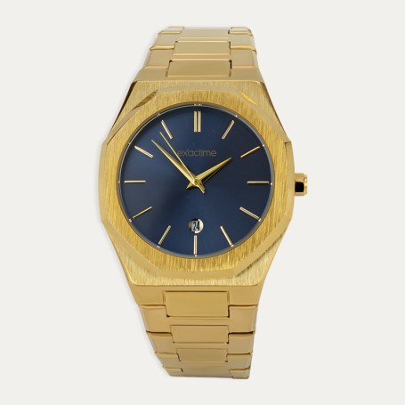 Reloj Acero Dorado Hombre Azul
