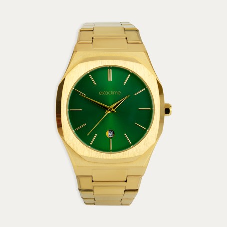 Reloj Acero Dorado Esfera Verde Époque