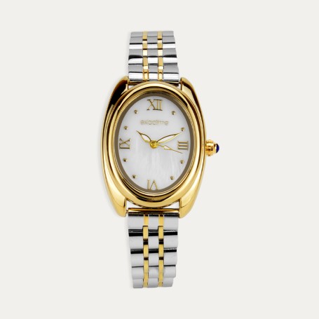 Reloj de Mujer en Acero Bicolor con Esfera Ovalada Blanca Alfama