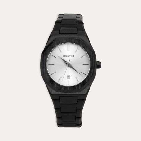 Reloj Señora Acero Negro Esfera Blanca Business