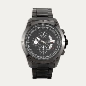 Reloj Acero Negro Esfera Negra Bursa