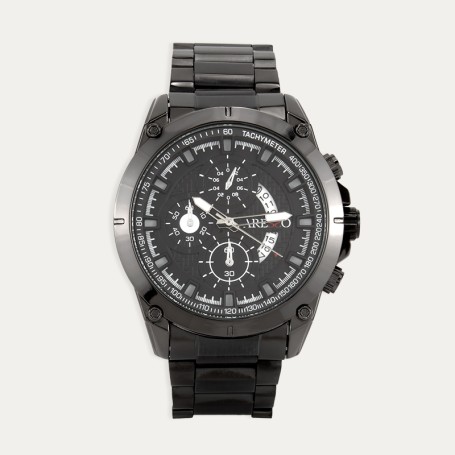Reloj Acero Negro Esfera Negra Bursa