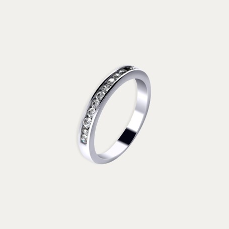 Anillo Oro Blanco Brillantes Carril Lustra