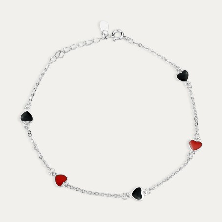 Pulsera Plata Corazones Color Love You