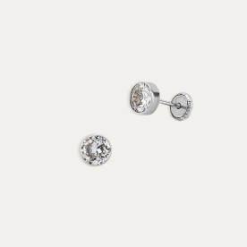 Pendientes Oro Blanco Circular Circonita Laos