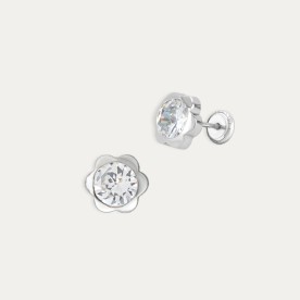 Pendientes Oro Flor Circonita Solomon