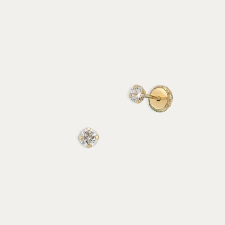 Pendientes Oro Cuatro Garras Circonita Zambia