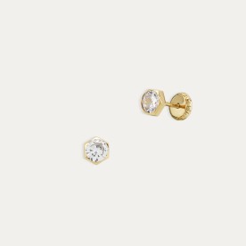 Pendientes Oro Circonita Hexagonal Laptev