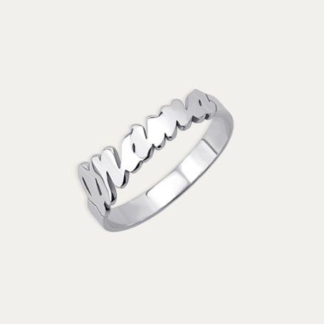 Anillo Plata Personalizado Nombre "Mamá"