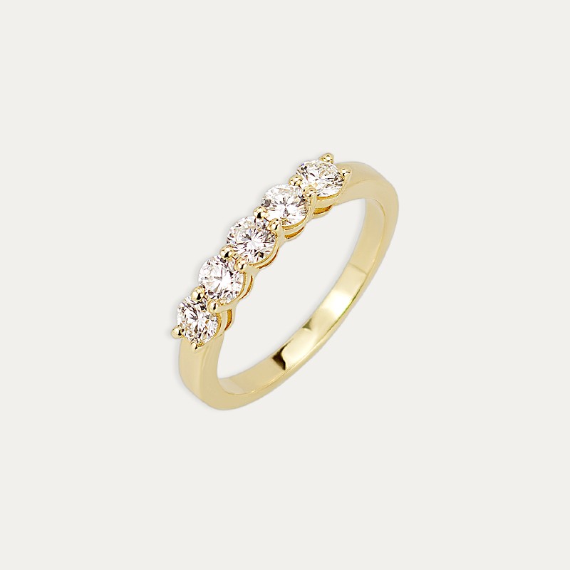 Sortija Oro 9k Cinquillo Brillantes NuWa