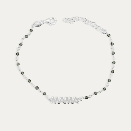 Pulsera Plata Mama Piedras Gris Uma