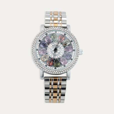 Reloj Acero Mujer Bicolor Rosa Esfera Giratoria Circonitas