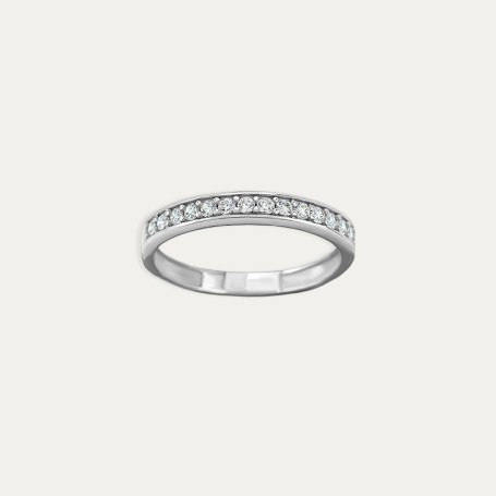 Anillo Oro 9k Blanco Circonitas Carril Dimson