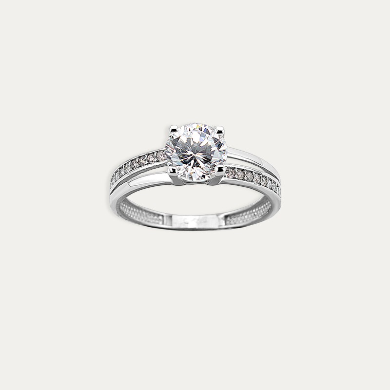 Anillo Oro 9k Blanco Circonitas Dorian