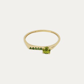 Anillo Oro 9k Piedra Color Esmeralda Ola Dolce Vita