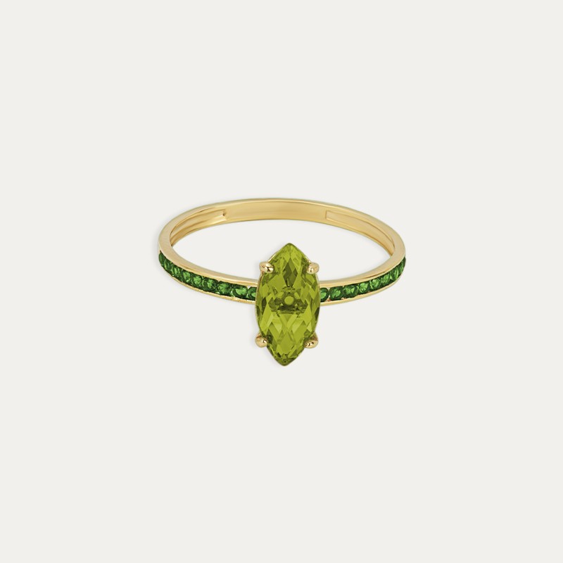 Anillo Oro 9k Piedra Color Esmeralda Mar Dolce Vita