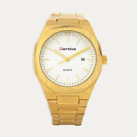 Reloj Acero DOrado Caballero Esfera Blanca