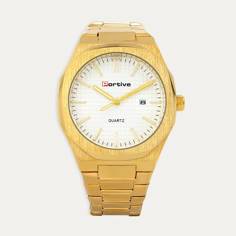 Reloj Acero DOrado Caballero Esfera Blanca