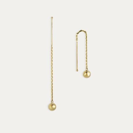 Pendientes Oro 9k Cadena Bola Lune